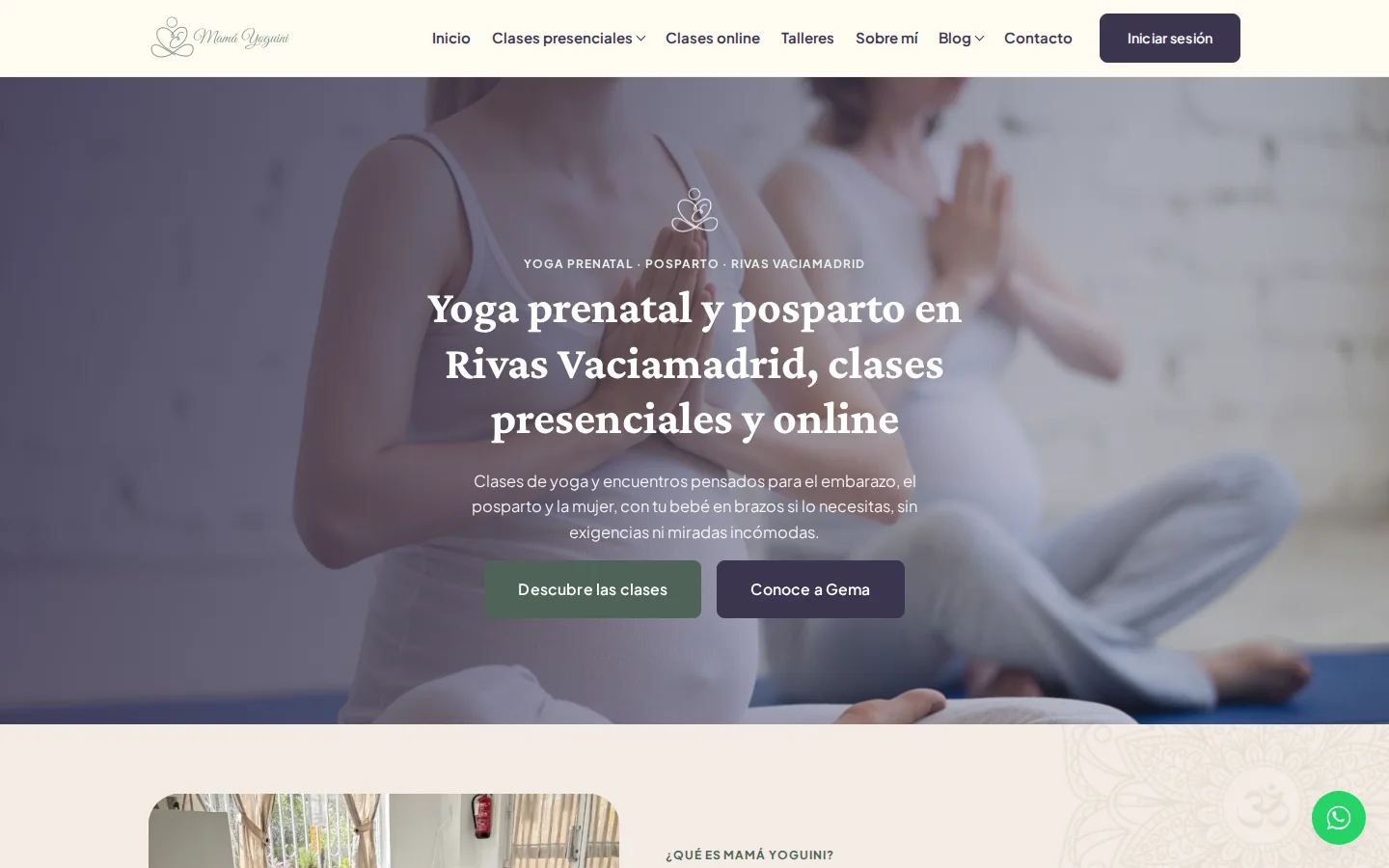 Captura de la web de Mamá Yoguini