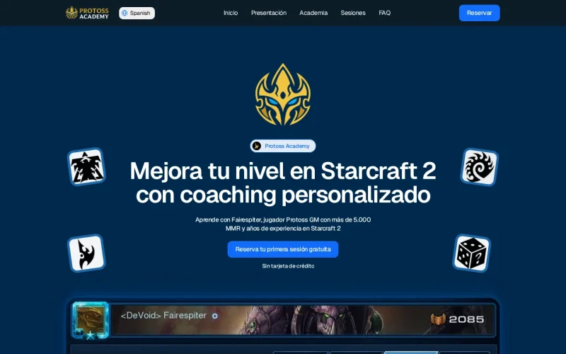 Captura de la web de Protoss Academy