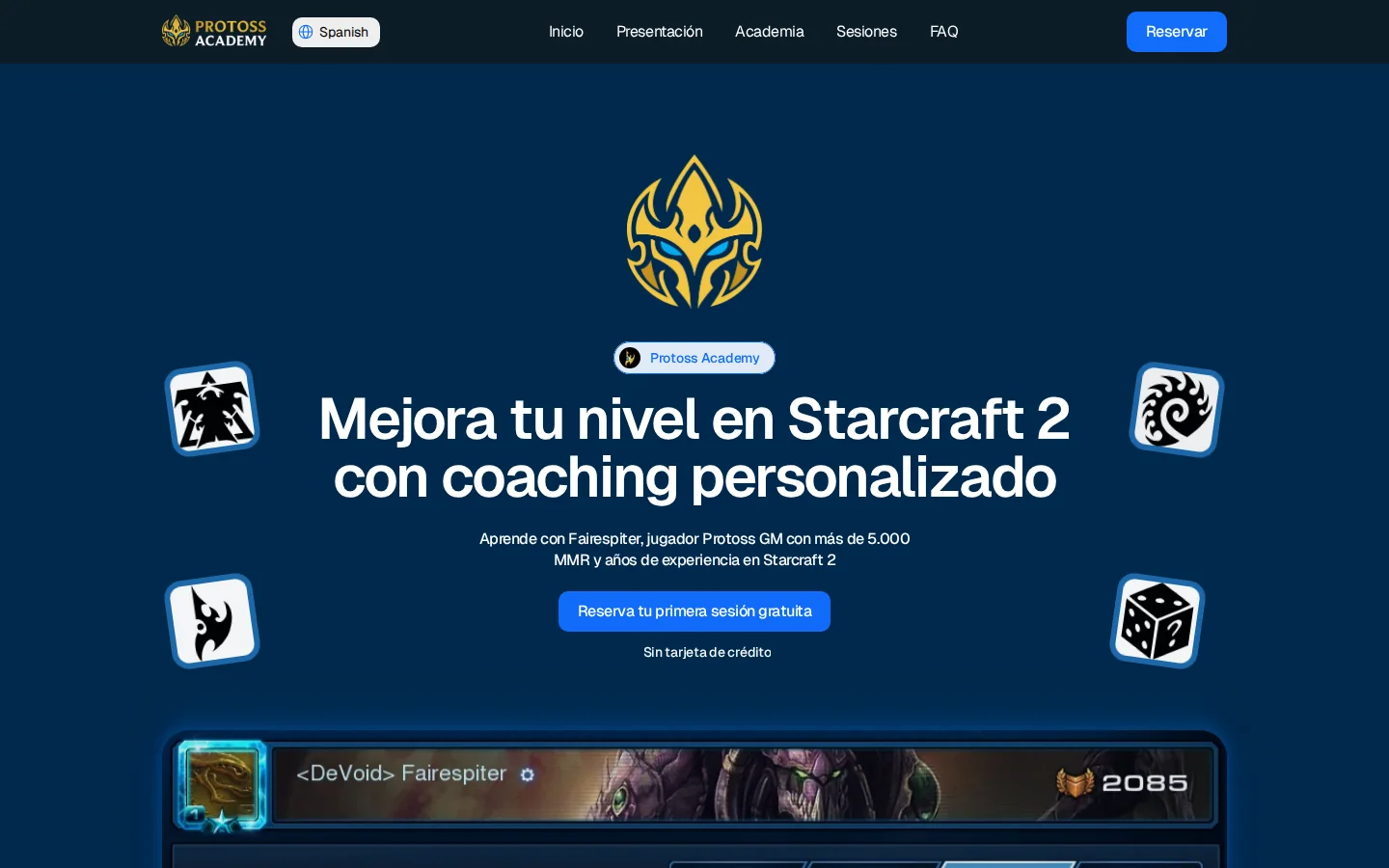 Captura de la web de Protoss Academy